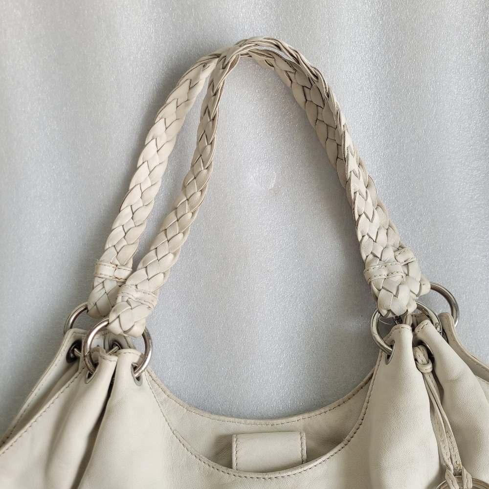 Michael Kors Camden Slouchy Leather Hobo Bag Braided Straps Off-White - Picture 3 of 16